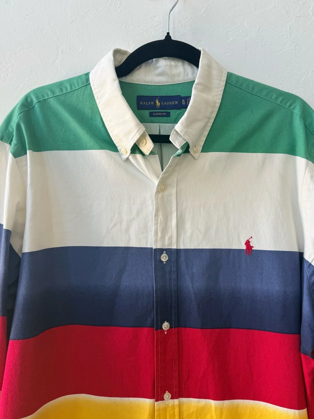 Polo by Ralph Lauren Y2K Multicolor Striped Button-Down Shirt - Green/Yellow/Red